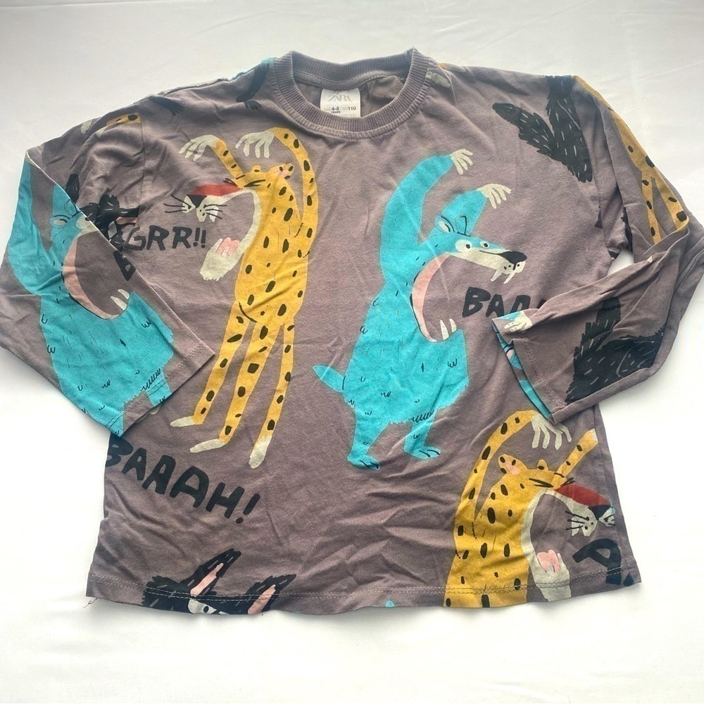 Zara Roar Long Sleeve Shirt Size 4-5 years Gray